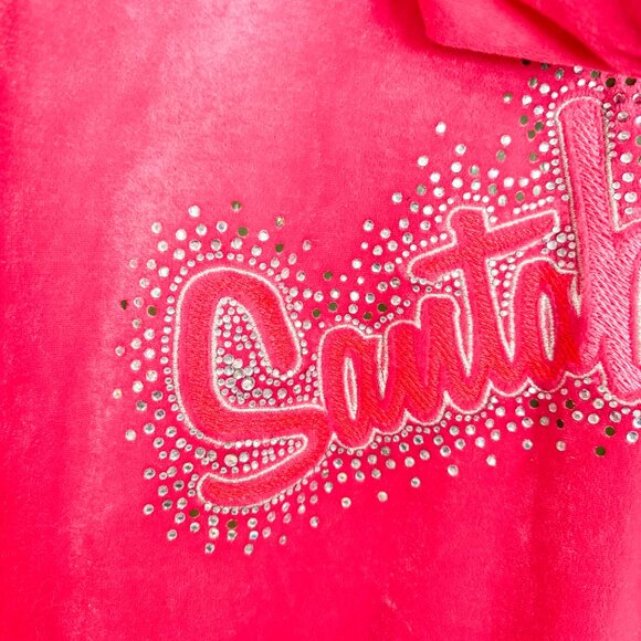 Victorias Secret Santa Baby Bling Fur Y2K Hoodie Velour Jacket Sweatshirt M - Picture 7 of 8
